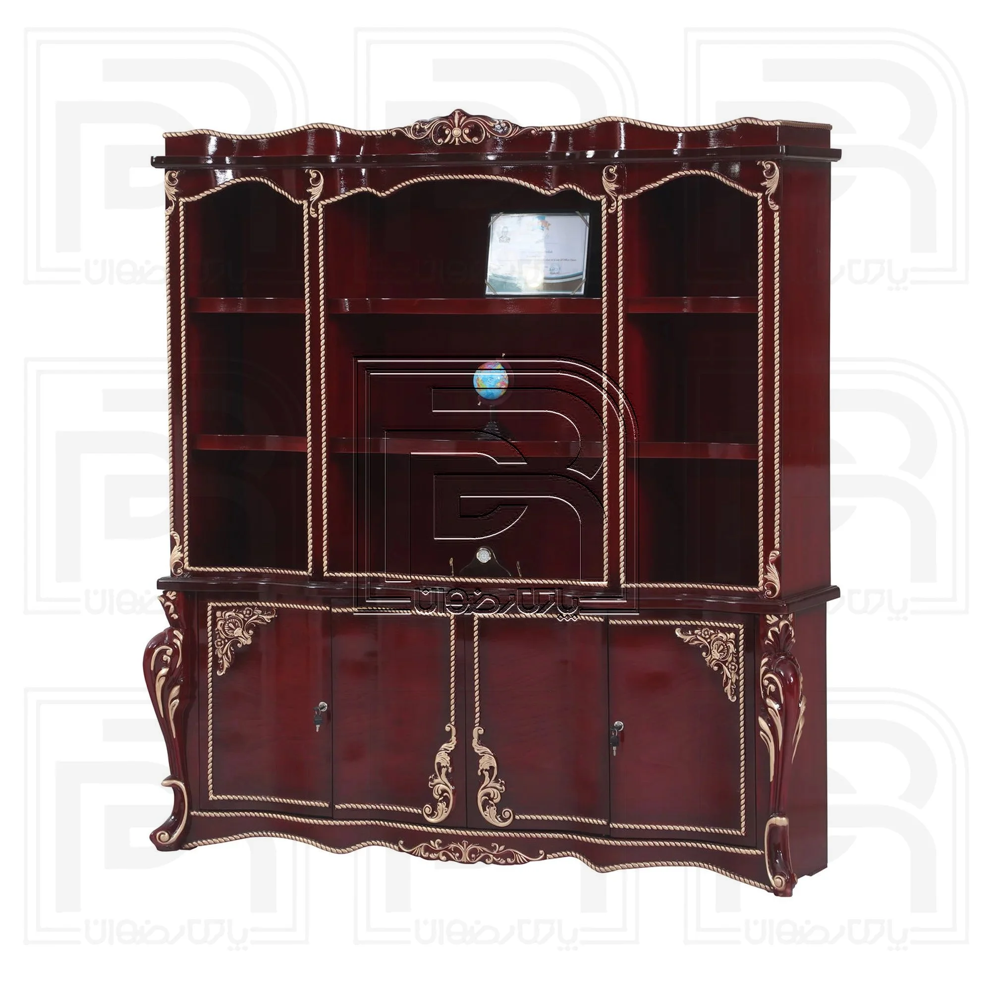 کتابخانه اداری مدل خراطی دسته چرم کتابخانه اداری مدل خراطی دسته چرم